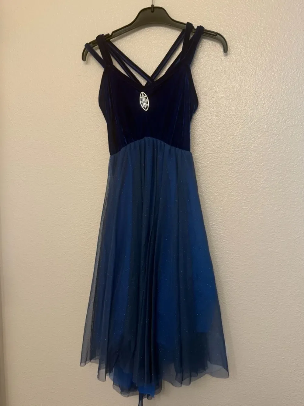 Revolution Dance costume blue velvet tutu dress 023 SA-Small adult